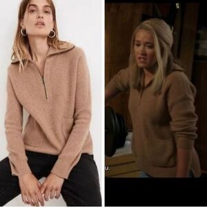 Madewell Glenbrook Half-Zip Pullover Wool Sweater in Camel Tan Size Large